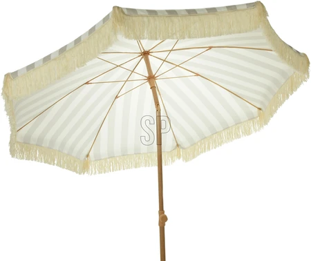 Strandparasol Streep Taupe-Wit Ø200cm