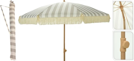 Strandparasol Streep Taupe-Wit Ø200cm