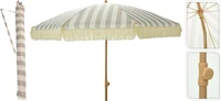 Strandparasol Streep Taupe-Wit Ø200cm