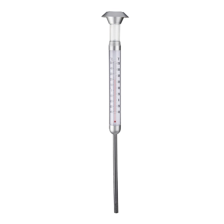 Thermometer met Solar Tuinlamp Zilver 56cm