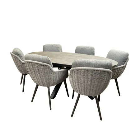 Tierra Outdoor Tuinset Oblong Hugo Charcoal 7-delig