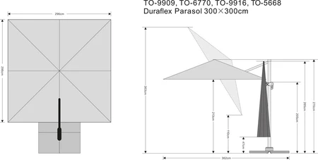 Tierra Outdoor Zweefparasol Duraflex 300x300cm Light Grey