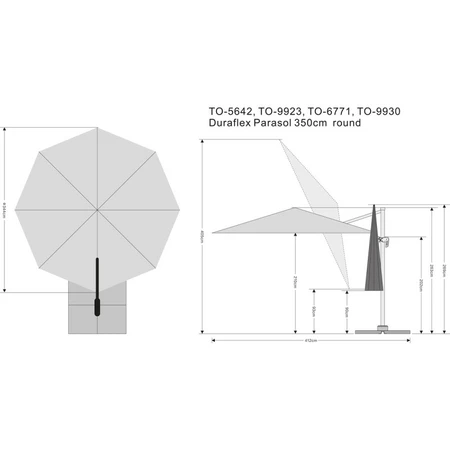 Tierra Outdoor Zweefparasol Duraflex Ø350cm Light Grey