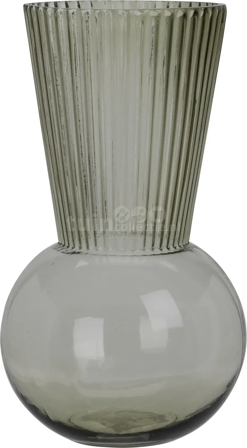 Uitsteken replica Eentonig Glazen Vaas | Transparant Grijs | H.31cm | Ook in Amberkleur -  Tuincollectie.nl