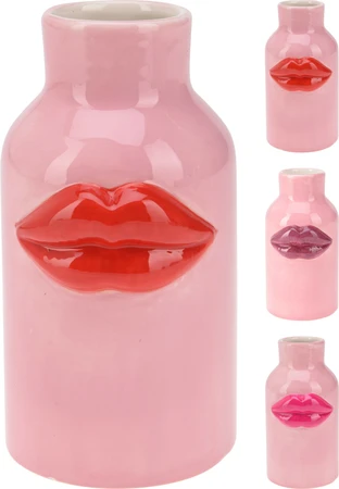 Vaas Lippen Keramiek Roze 15cm Assorti 1st