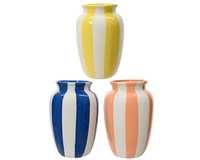Vaas Stripe Keramiek 25cm Assorti 1st