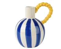 Vaas Stripe Keramiek Blauw Geel 22cm 