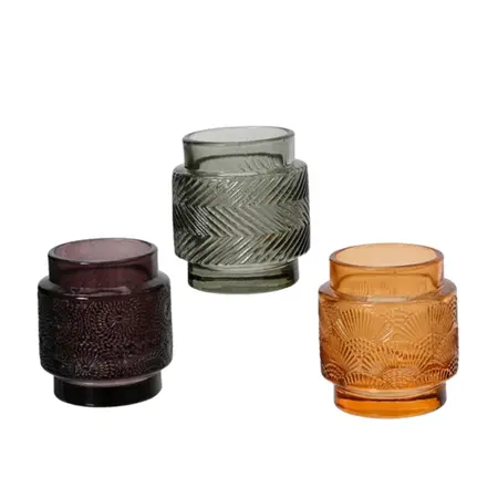 Waxinelichthouder Glas Ø6,9cm Assorti 1st
