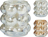 Waxinelichthouder Glas Bubbels Ø8cm Assorti 1st