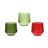 Waxinelichthouder Glas Ribbel 8cm Assorti 1st