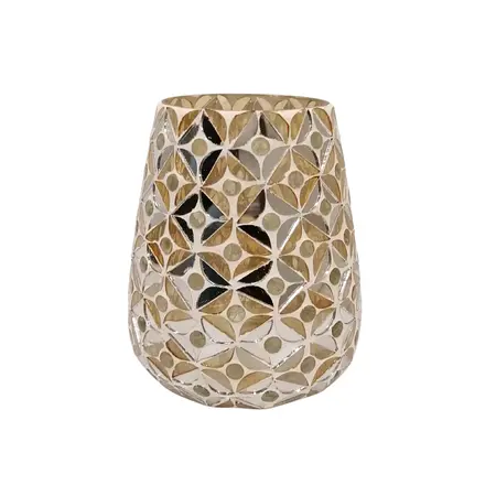 Waxinelichthouder Glas Zilver Wit 14cm