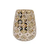 Waxinelichthouder Glas Zilver Wit 14cm