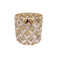 Waxinelichthouder Glas Zilver Wit 8cm