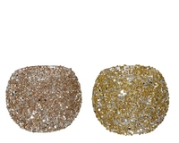 Waxinelichthouder Glitter Glas 10,5cm Assorti 1st