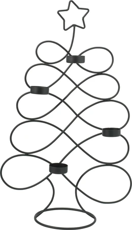 Waxinelichthouder Kerstboom Metaal Zwart 48cm