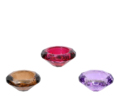 Waxinelichthouder Kristal Ø7cm Assorti 1st