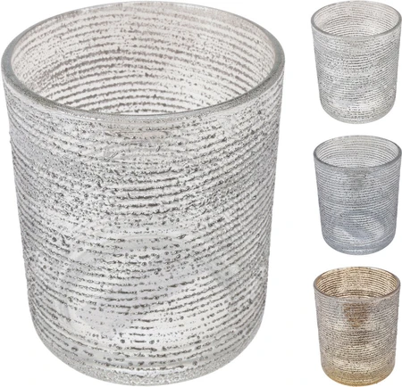 Waxinelichthouder Ribbel Glas Ø10cm Assorti 1st