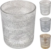 Waxinelichthouder Ribbel Glas Ø10cm Assorti 1st