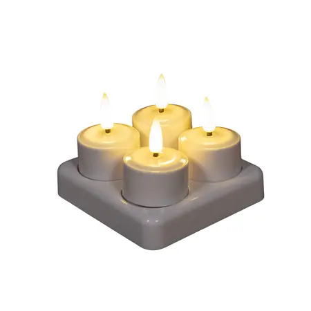 Waxinelichtjes Oplaadbaar LED Wit 4st