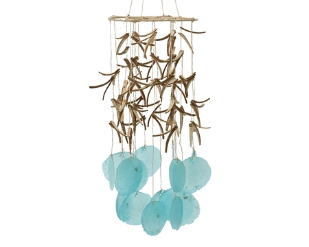Windgong Schelpen Capiz 50cm Blauw