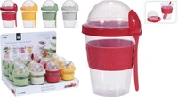 Yoghurtbeker met Lepel 600ml Assorti 1st